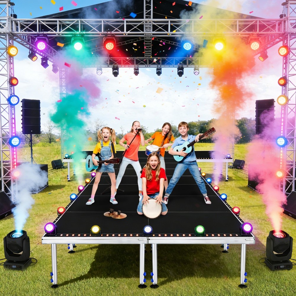 4x4FT Aluminum Stage Platform Adjustable Height Folding Modular Riser 24-40 inch