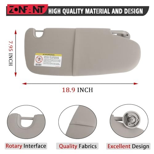 Driver Side Sun Visor Without Sunroof Compatible with Dodge Vehicle Grey Left