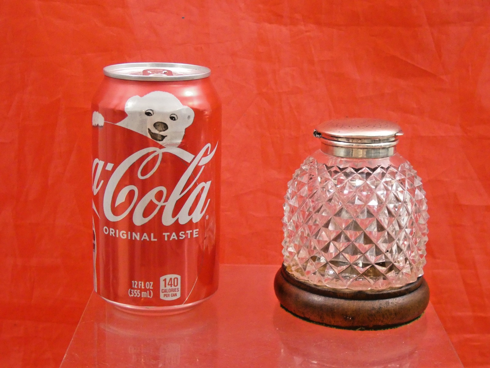 ANTIQUE BRITISH ENGLISH VICTORIAN STERLING SILVER CUT CRYSTAL INKWELL INK STAND