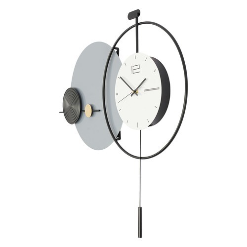 Modern Iron Wall Clock with Pendulum, Elegant Design for Home Decor