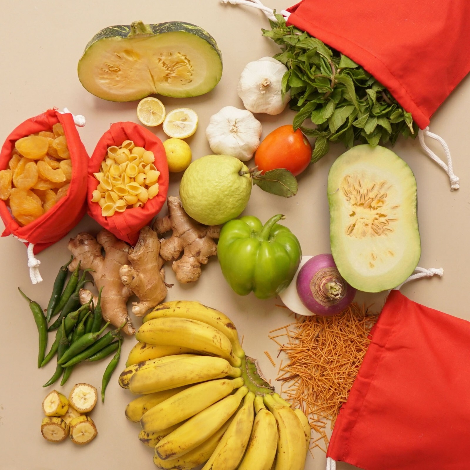 Biglotbags - Premium Red 145 GSM Cotton Double Drawstring Reusable Muslin Bags