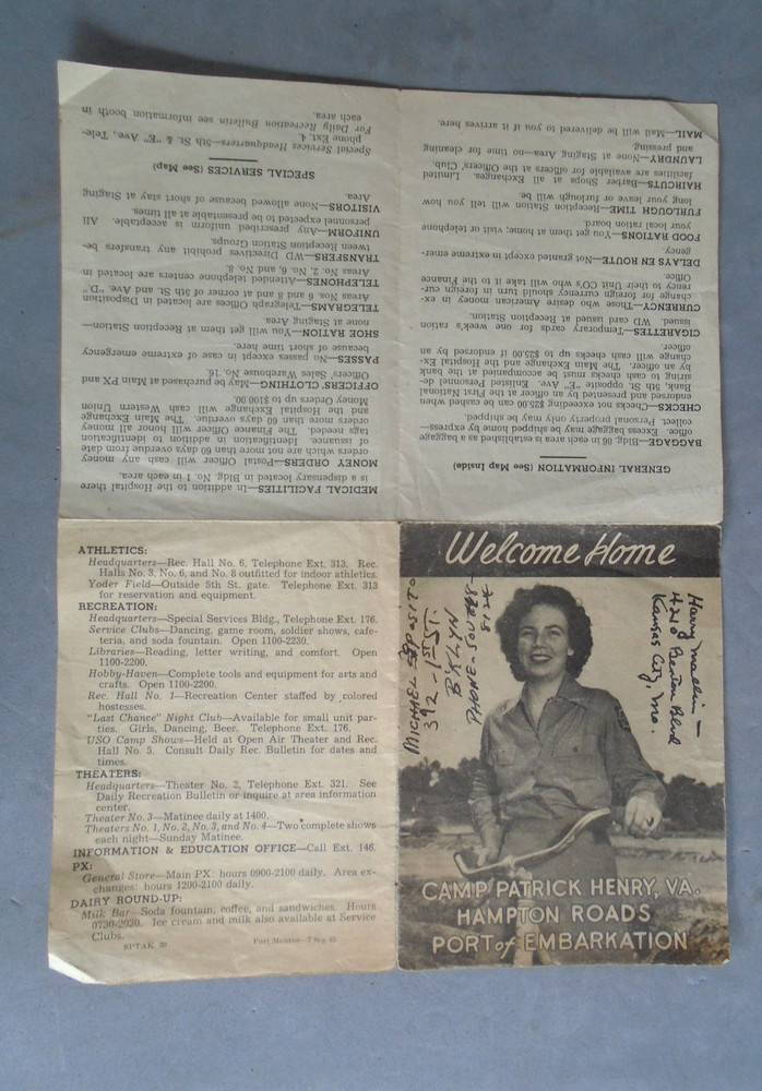 WWII Camp Patrick Henry, VA, named guide and map