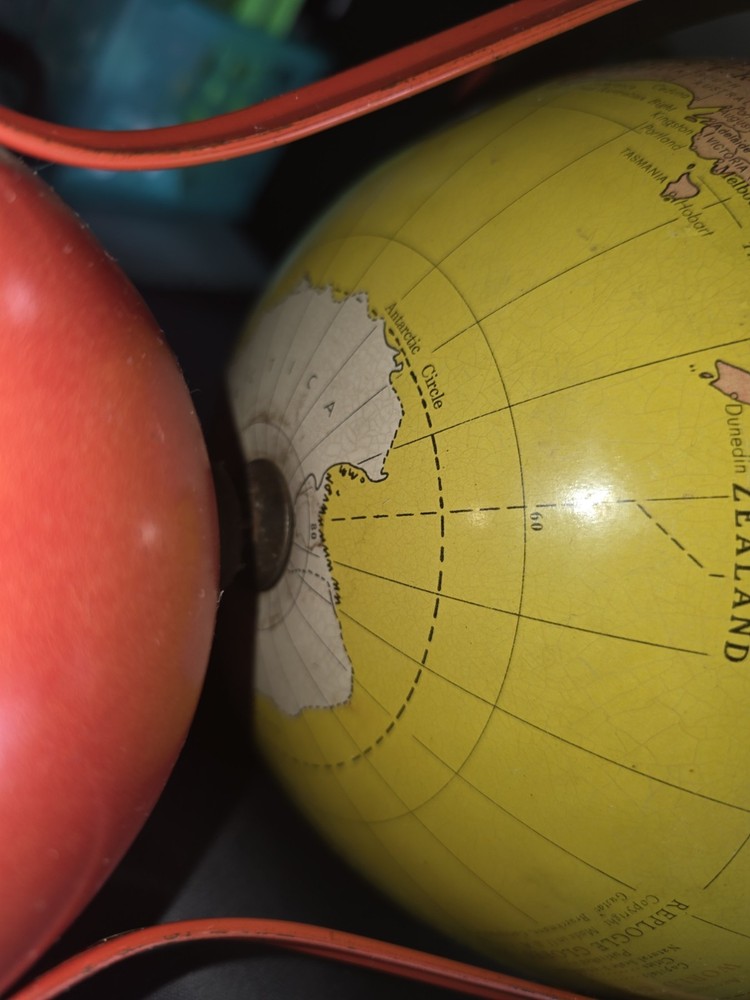 Vintage Replogle Rare 1954 Globe-Gram Tin Globe 8"