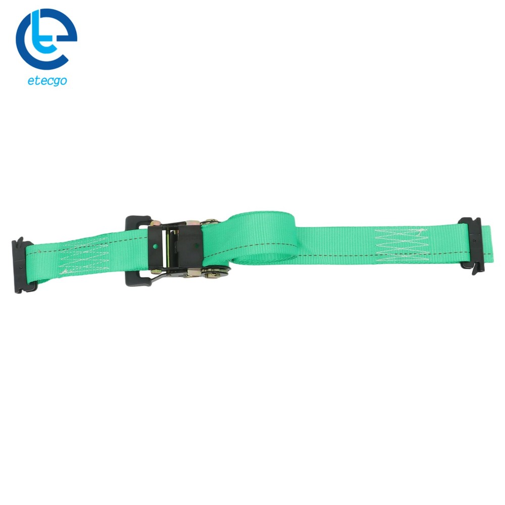 2 Sets Green Wheel Chock & 8ft Ratchet Strap Kit For E Track System For Trailer
