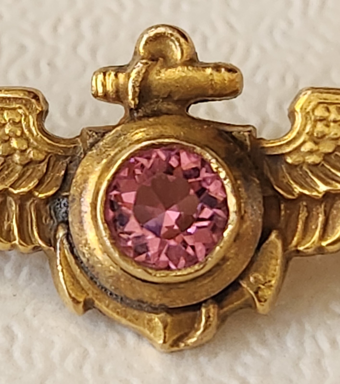 Vtg WWII US Navy Aviator Pilot Sweetheart Wings Pin H&H 1/20 12k GF W/Gemstone