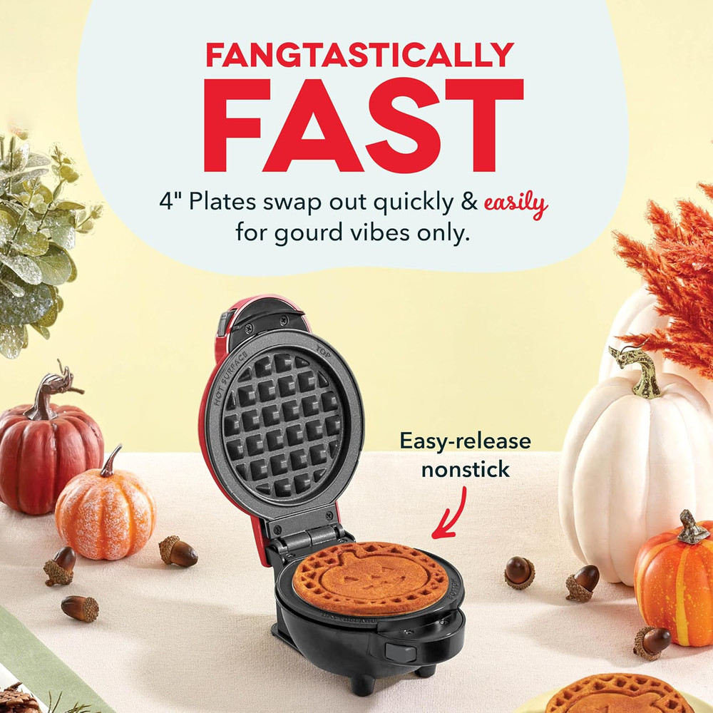 Multimaker Mini System Two 4” Nonstick Removable Waffle Plates (Skull & Jack-O-L