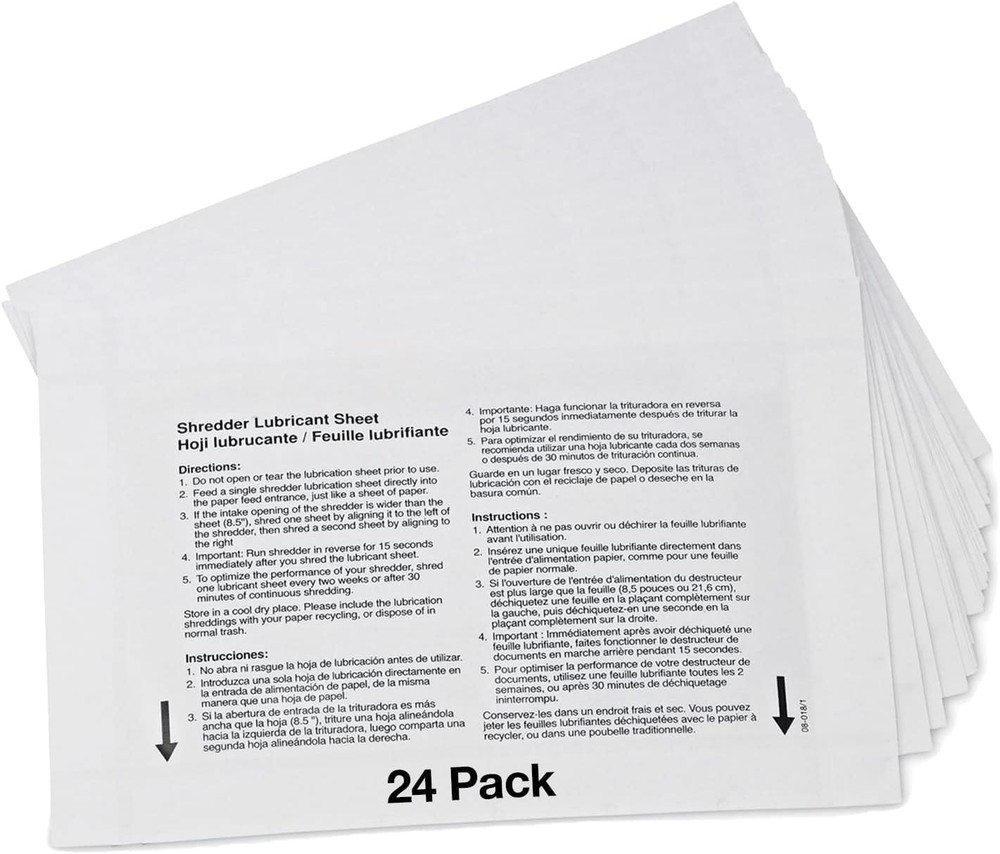 Shredder Lubricant Sheets 24-Pack