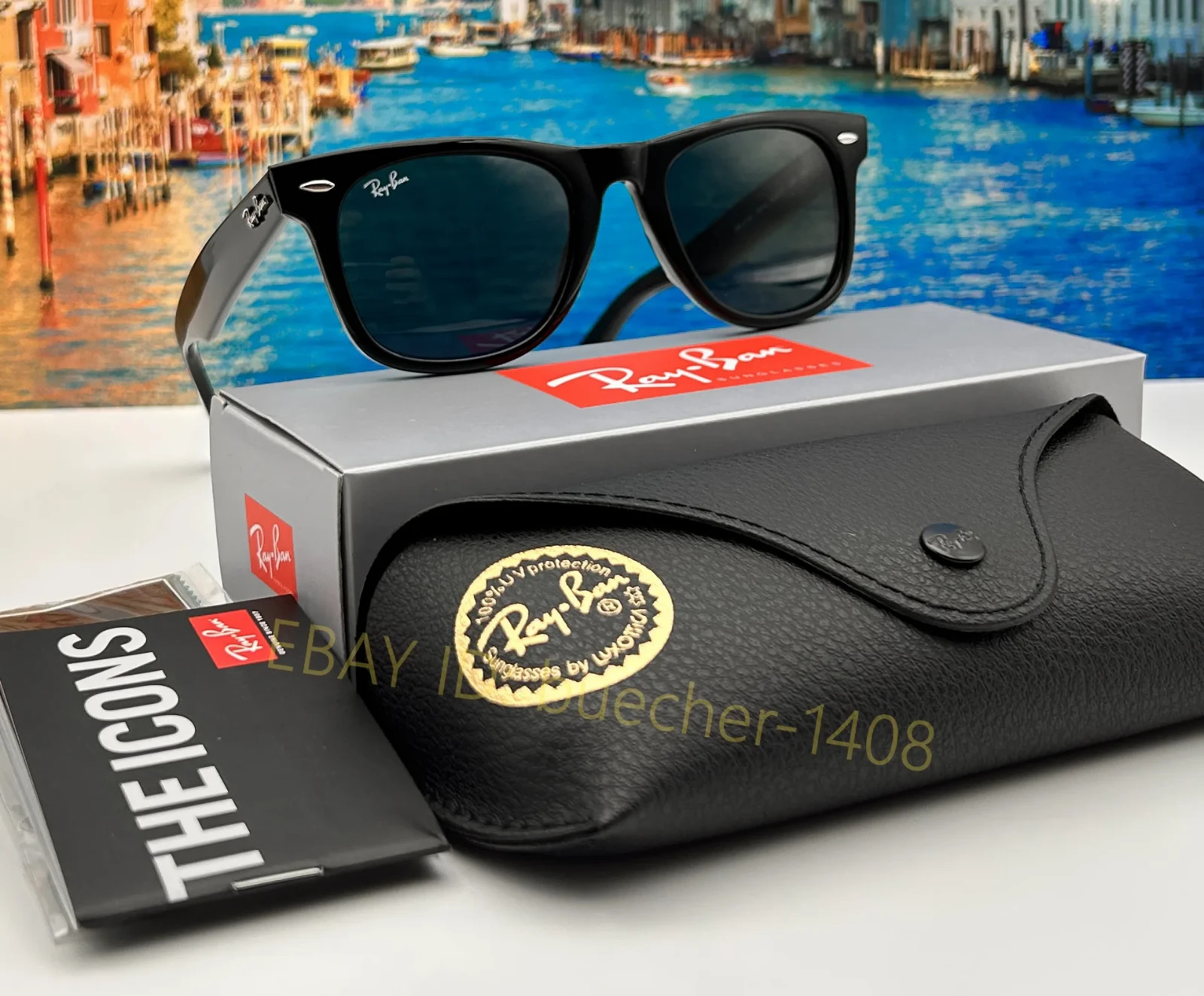 Ray-Ban RB2140 Wayfarer Sunglasses Black Frame Grey Lens 50mm Classic Men Women