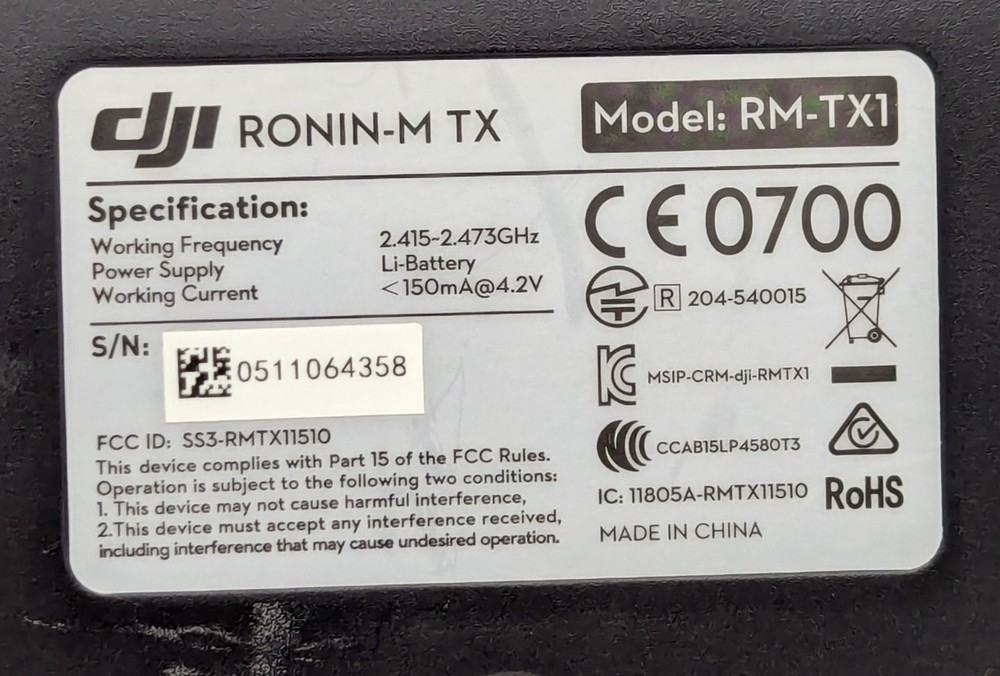DJI Ronin-M TX Model RM-TX1 Transmitter Remote Controller - For Ronin-M Gimbal
