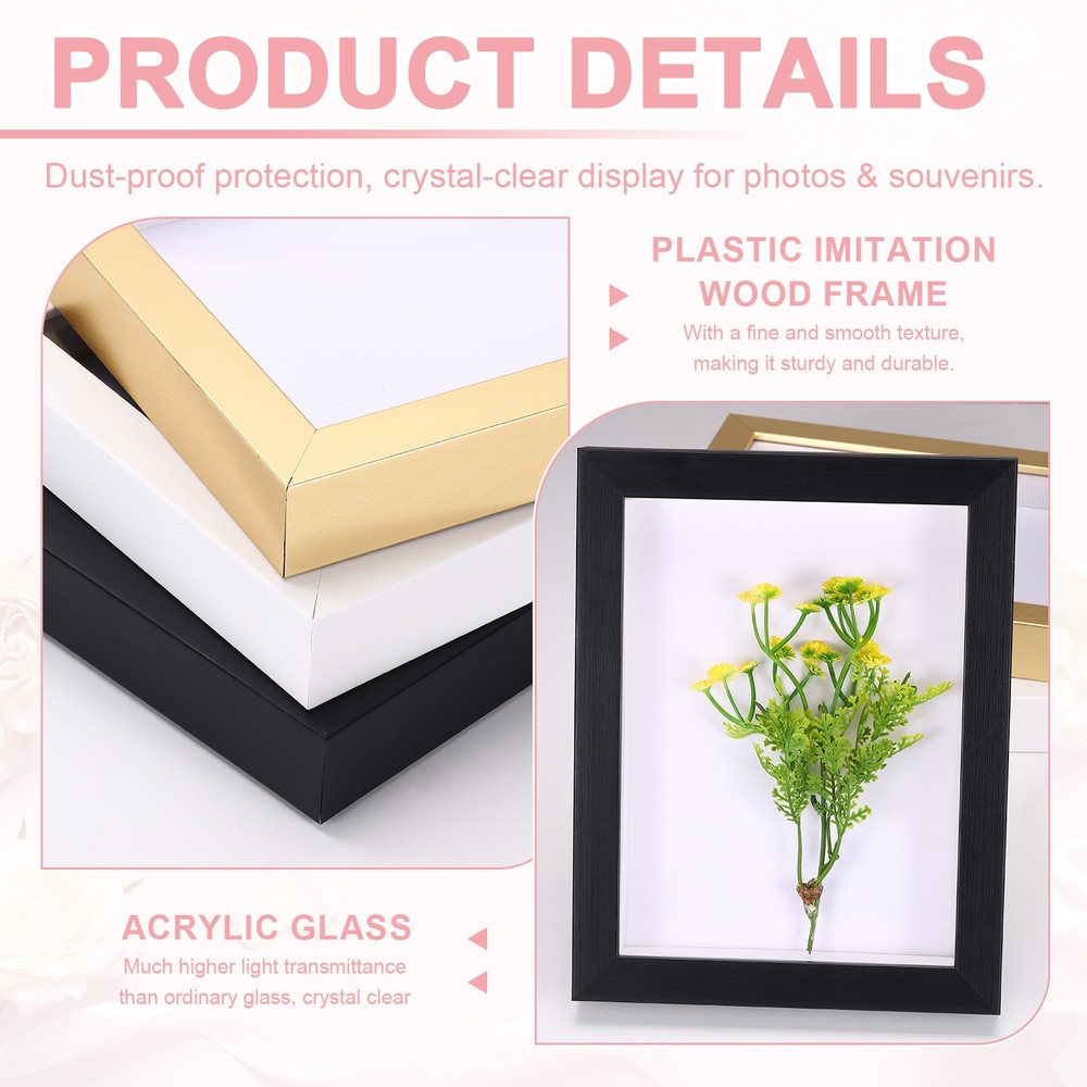 7x7 Inch Shadow Box Display Frame, 2cm Deep Photo Shadow Box, Gold