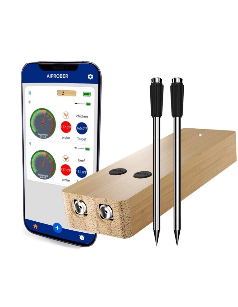 Wireless Meat Thermometer Digital for Cooking and Grilling - 2 Ultra-Thin Pro...