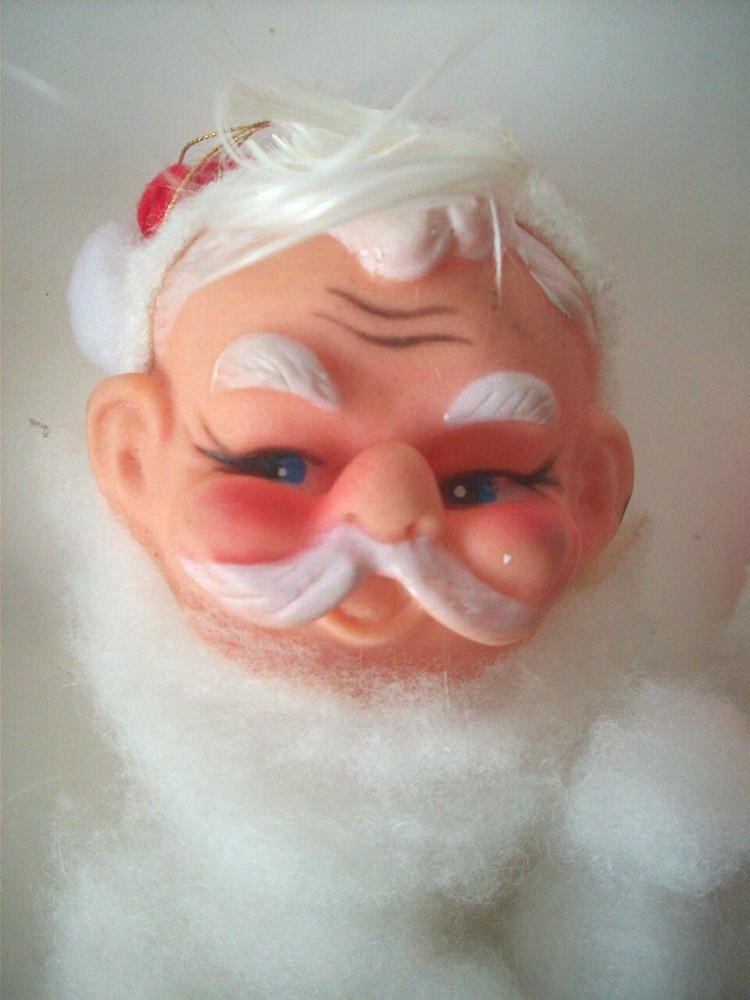 3 vintage Christmas Santa faces plastic heads
