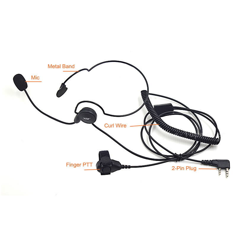 2 Pin Headset Headphone Earpiece Finger PTT for Baofeng Kenwood PUXING TYT Radio