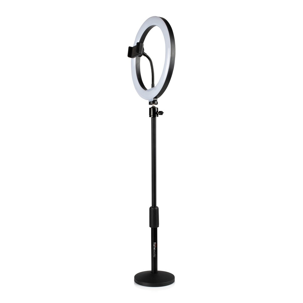 Gator GFW-RINGLIGHTDSKTP Ring Light Round Base Desktop Stand W/ Phone Clamp