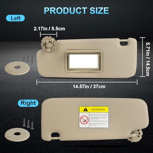 Sun Visor Driver&Passenger Side for 2011-2019 Chevy Cruze, Left & Right Side