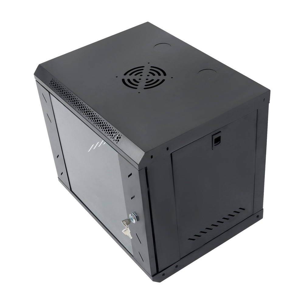 9U Wall Mount Server Rack 15.5" Deep Locking Glass Door & Side Panels