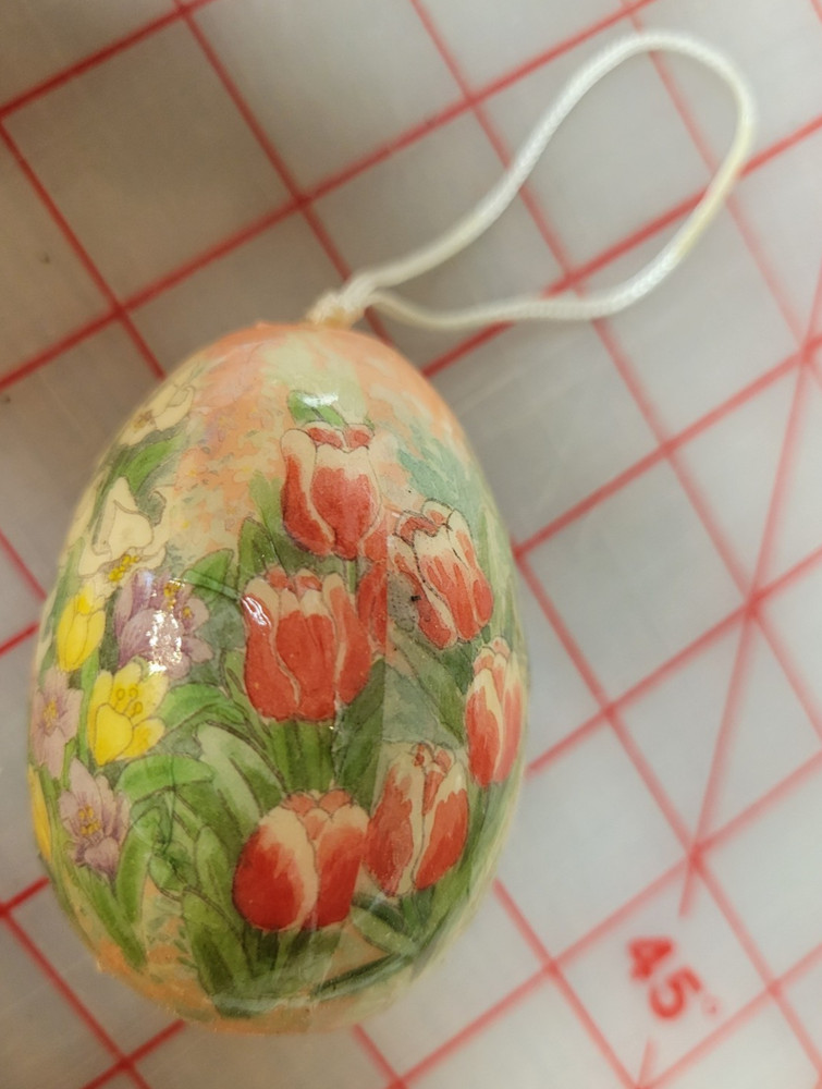 Vintage Paper Mache Easter Egg - Spring Floral Design