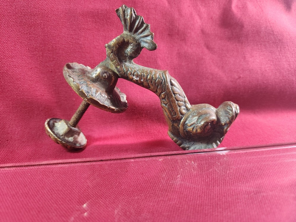 Antique Dolphin Solid Brass Door Knocker Architectural Salvage Griffin