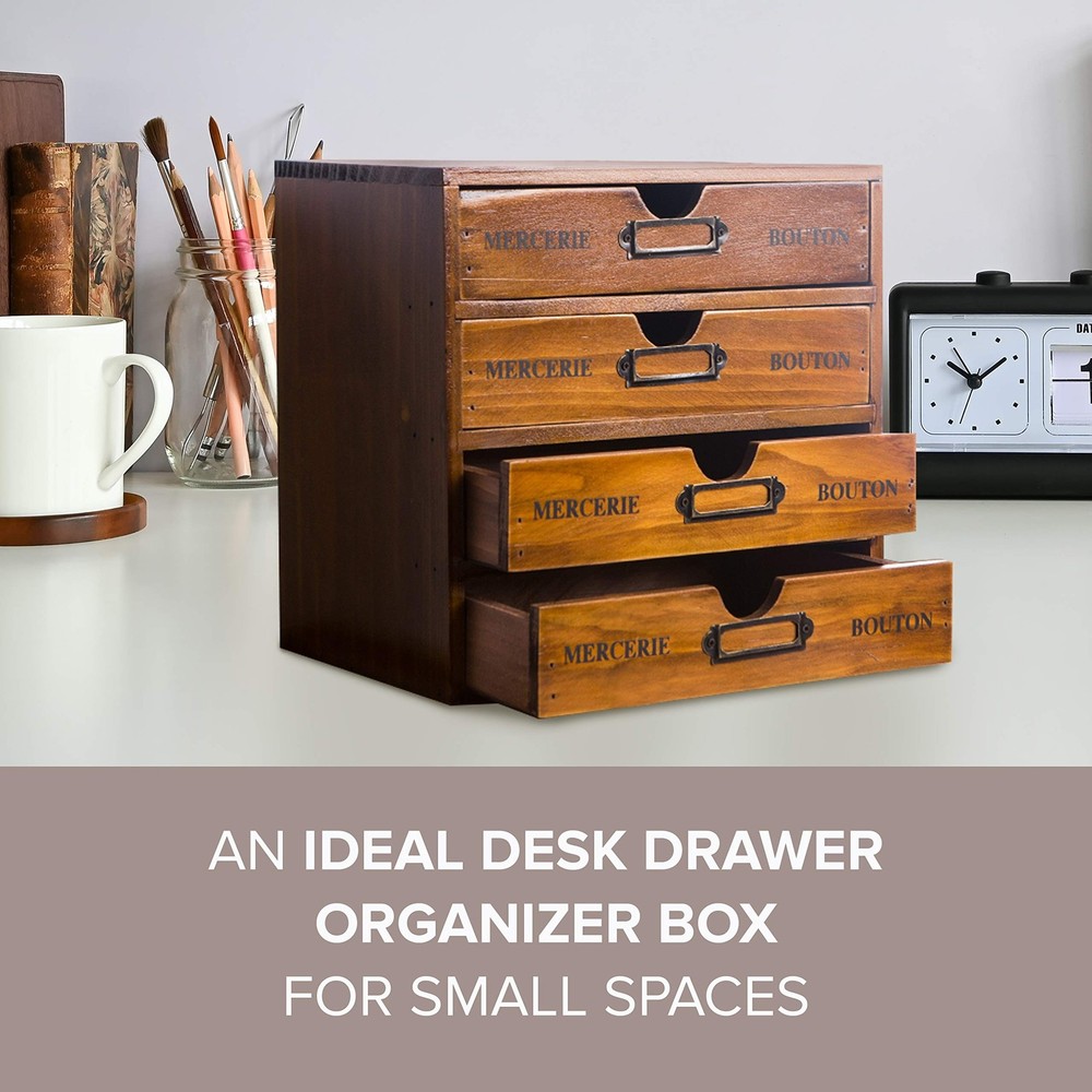 Modular Stackable Apothecary Cabinet 4 Drawer Desk Organizer - Retro Library ...