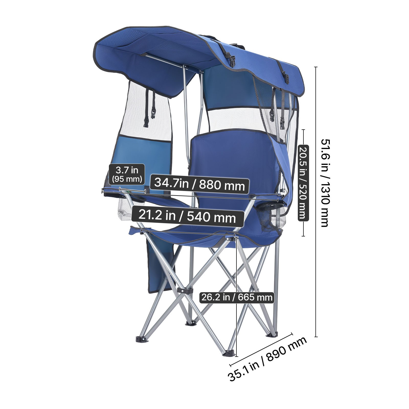 Uimoso Folding Camping Chair with Canopy, 330lbs Capacity, 2 Cup for Outdoors