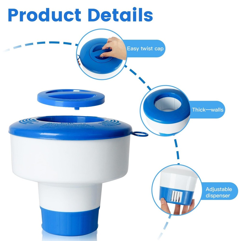Pool Floater for Pools Fits 3" Tablets,7" with Adjustable Flow Vents