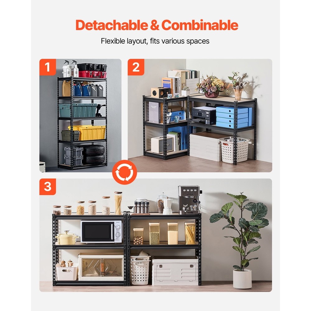 Shelving Units 2000 lbs Capacity 5-Level Garage Storage Racks 16" Depth x 32"