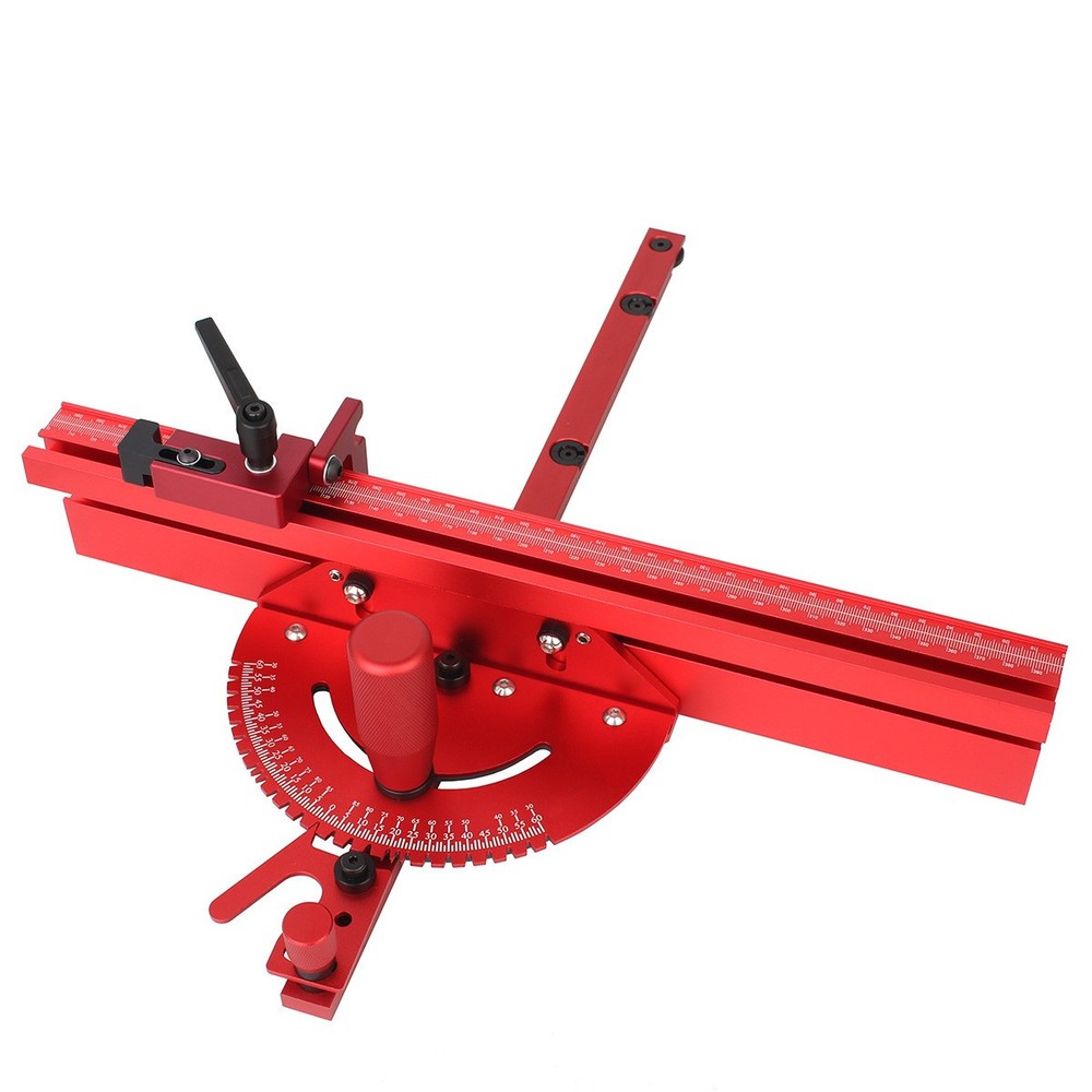 Table Saw Miter Gauge Adjustable Flip Stop Extendable Fence & Quick Angle Stop