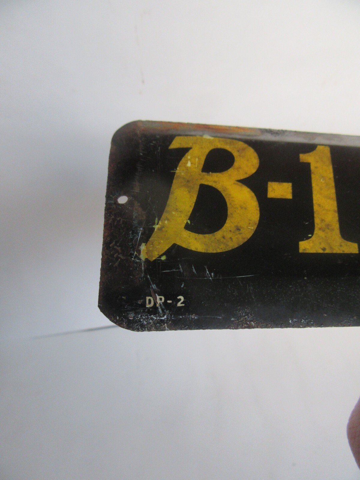 Vintage 1940's B-1 Lemon Lime Soda Tin Metal Door Push (16")