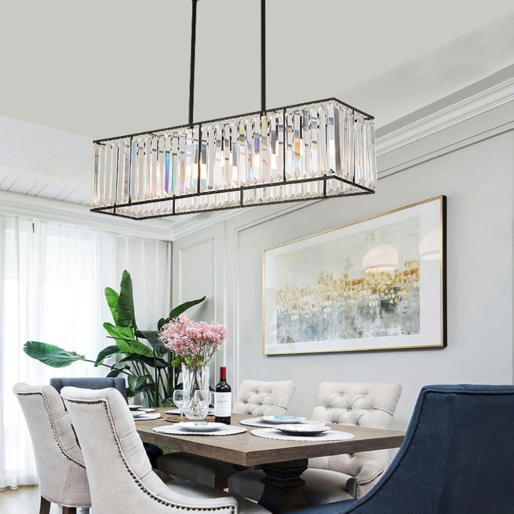 K9 Crystal Chandelier Rectangular Pendant Light Dining Room Chandelier Fixture