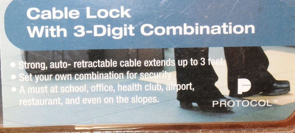 Cable Lock Protocol All-Purpose 3 Foot Heavy Duty 3-Digit Combination