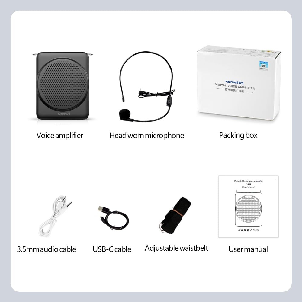Mini Voice Amplifier Microphone Headset, 3 Hours Quick Charging and up to 30 ...