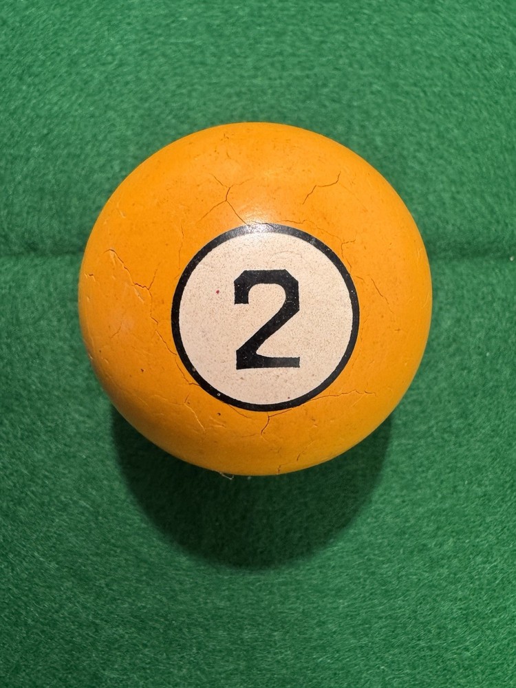Vintage “Clay” Billiard Pool Ball Solid Yellow #2 Collectible