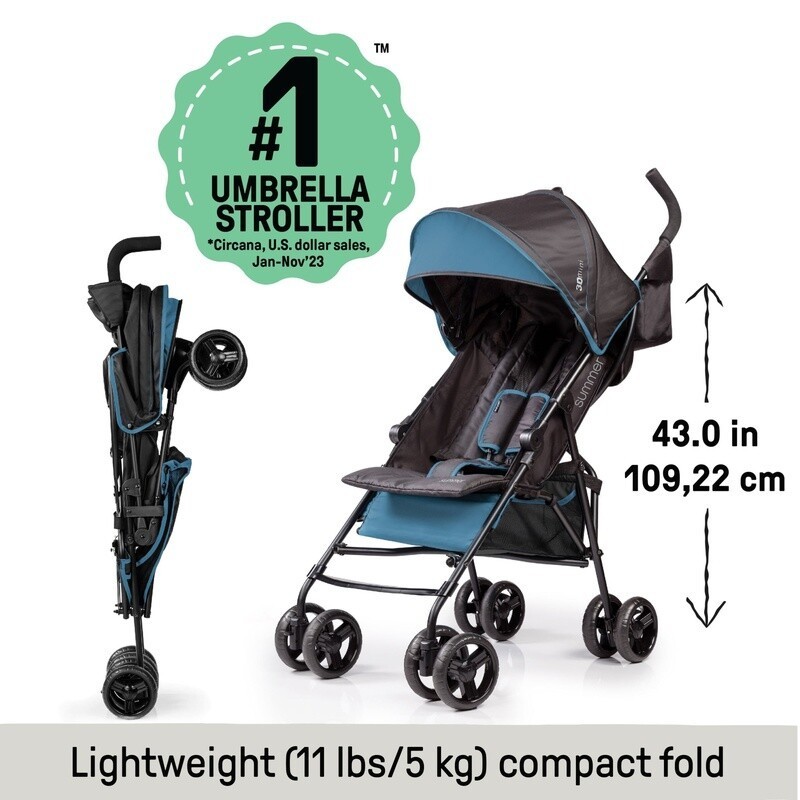Lightweight Umbrella Stroller Compact Fold 5-Point Harness Storage Basket Travel