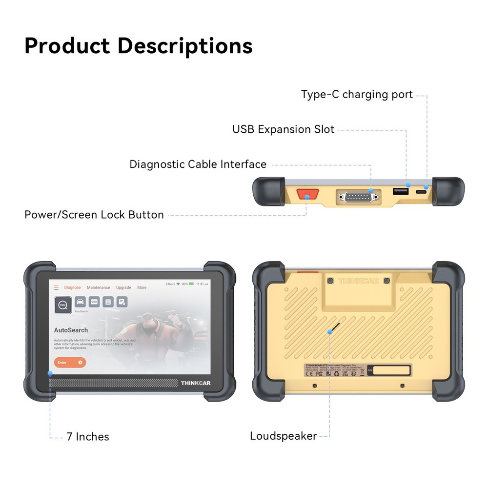 ThinkScan 672 Car OBD2 Diagnostic Scanner Bidirectional Full System 28+ Services