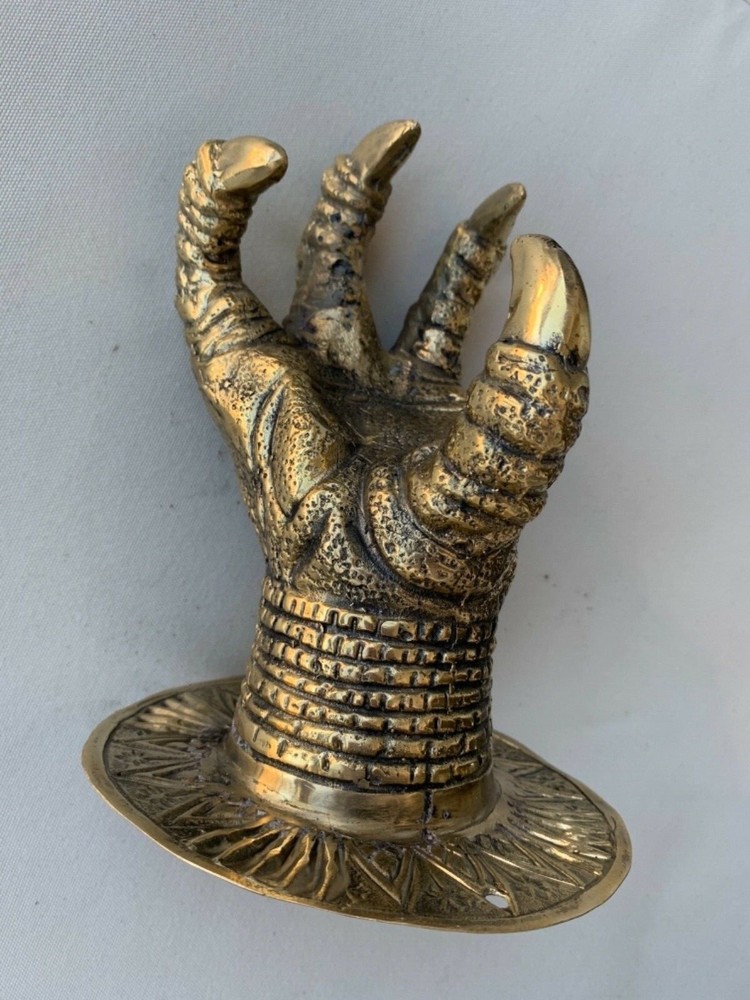 Large Claw wall hook door handle 7 “ solid hollow aged 18 cm heavy brass pull
