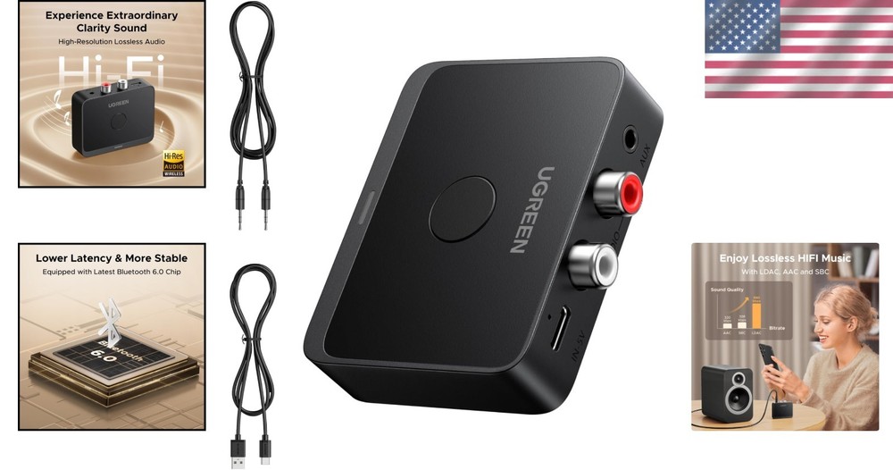 Bluetooth 6.0 Receiver with LDAC Decoding - Connect Two Devices Simultaneously