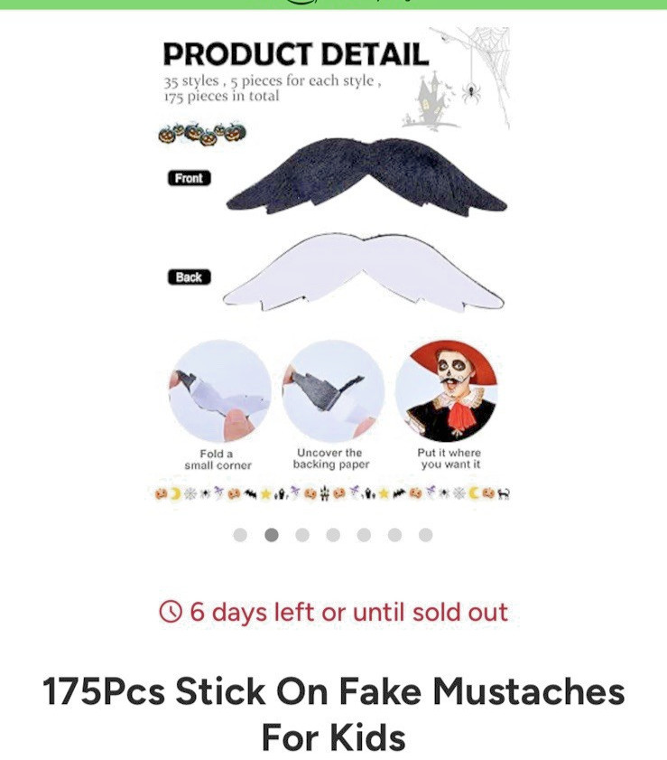 175 PIECES STICK ON FAKE MUSTACHES FOR ANY OCCASION BRAND NEW