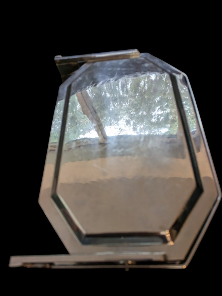 Vintage Large Chrome Cake Stand - Neatly Folding Compact - Engine Turned Pattern