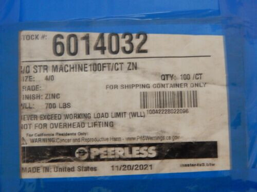 Peerless 6014032 Chain 100 Ft Zinc 700lb load capacity