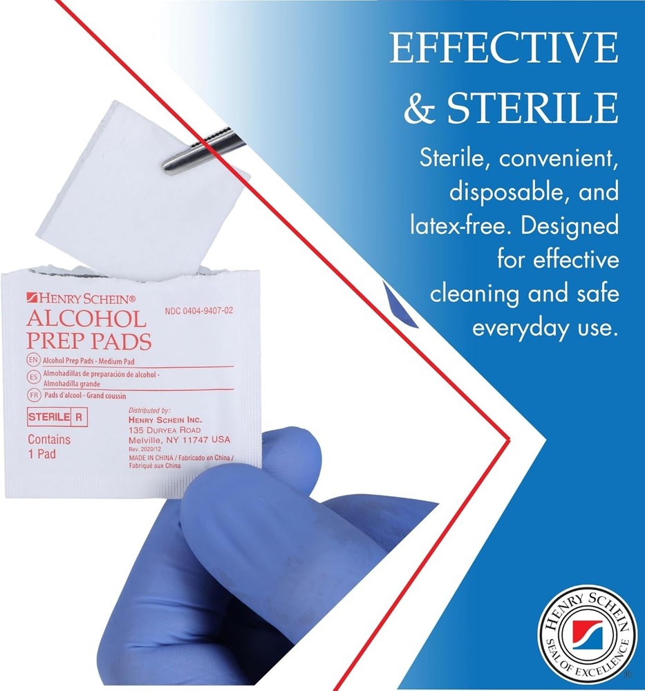 Alcohol Prep Pads, Medium Size, 200 Count - 70% Isopropyl Alcohol