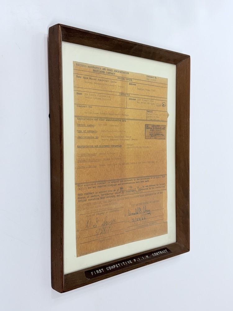 ORIGINAL NASA APOLLO CONTRACT With BENDIX CORP dated 1966 APOLLO LUNER SPACE ✅📝