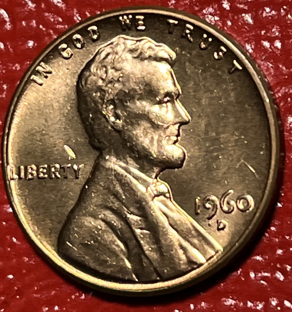 1960-D Lincoln Memorial Cent BU Red Upgrade Coin from OBW Roll Penny Collection