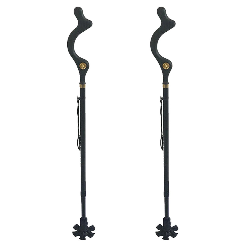2pcs Straight Posture Cane Adjustable Height Walking Stick Foldable Hiking Pole