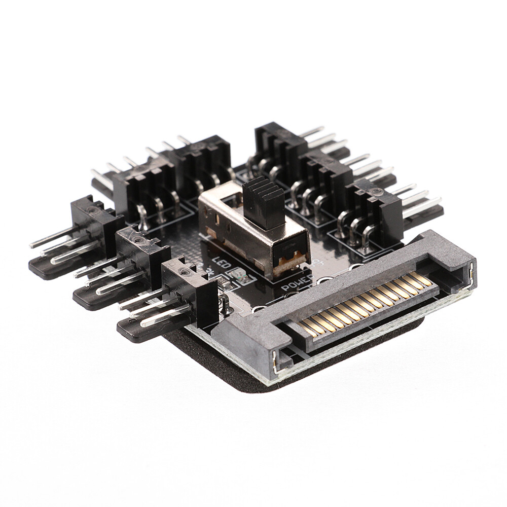 Cooling Fan Speed Controller Box 8Way 3PC PCI 4/3 pin SATA Power Socket Splitter