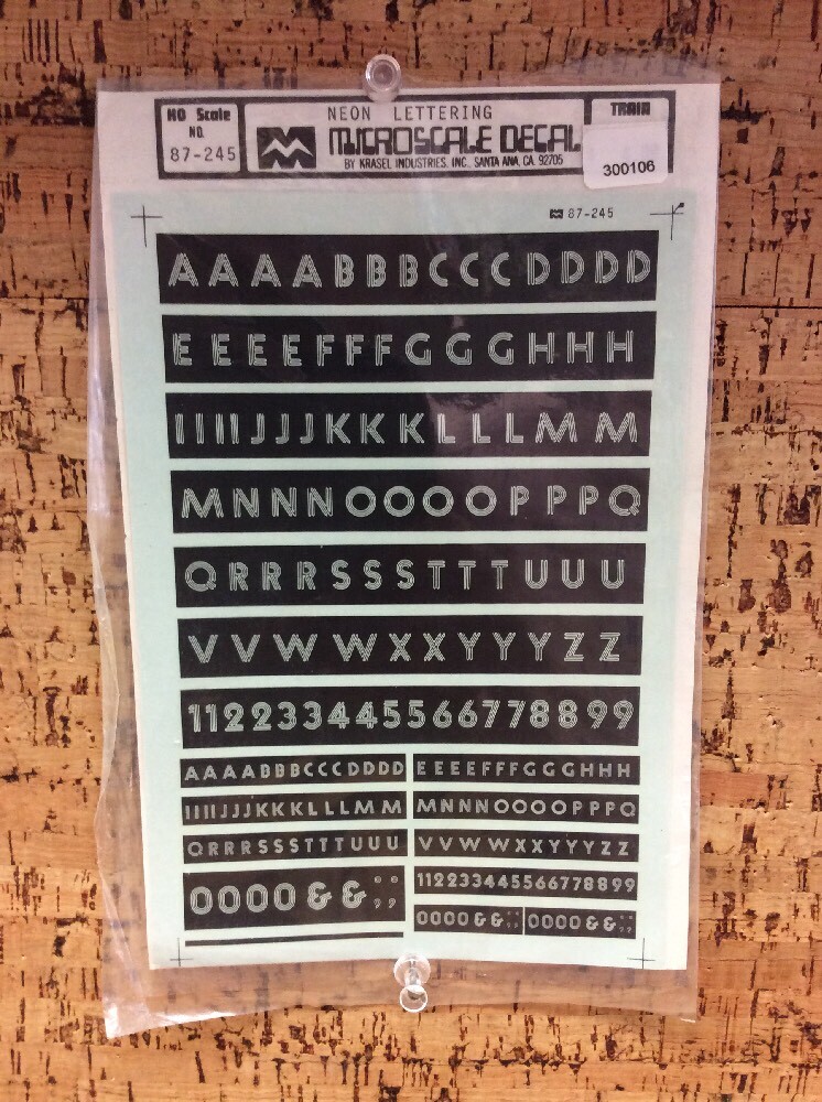 MICROSCALE DECAL HO SCALE 87-245: NEON LETTERING