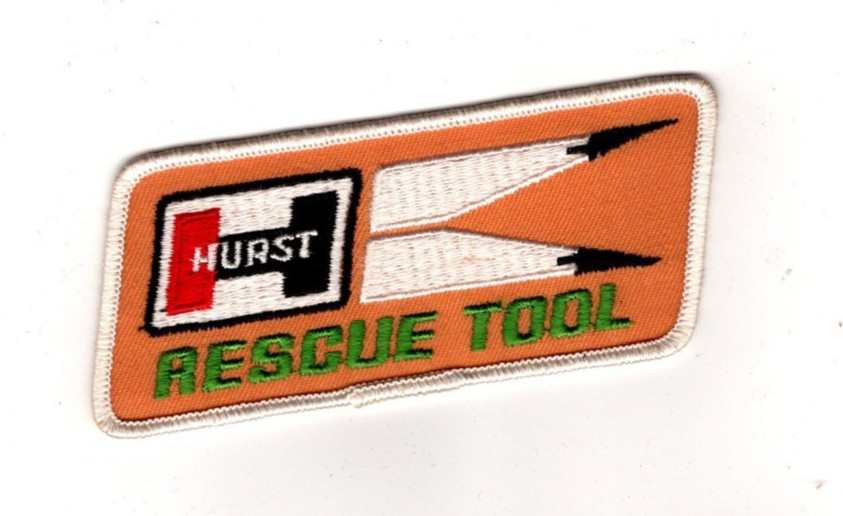 Hurst Rescue Tool, White Border Yellow Background, Original Old Jacket Patch