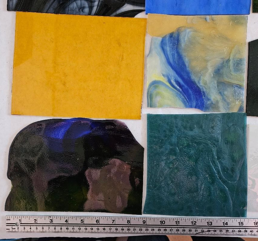 9 & 1/3 Pounds of Assorted Multicolor Stained-Glass Large Scraps/Sheets