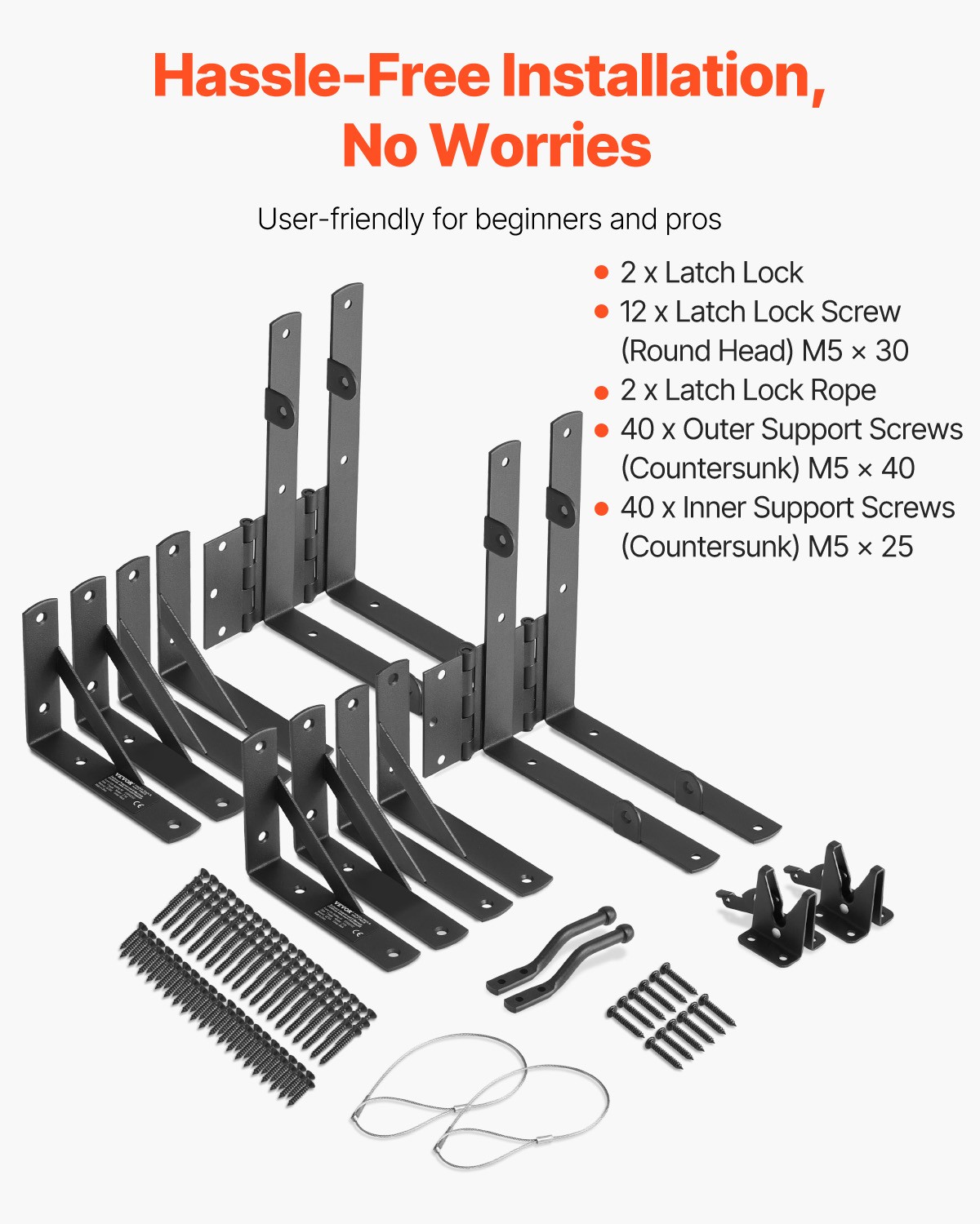 VEVOR Gate Corner Brace Bracket 2Sets Anti Sag Gate Frame Hardware Kit Iron