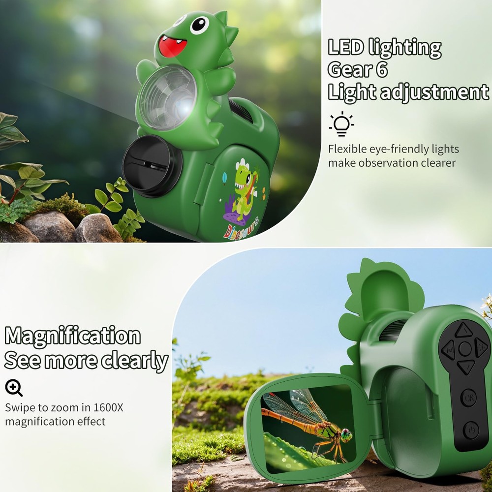 1600X Handheld Microscope 8 Magnification Levels 2" IPS Screen - STEM Gift