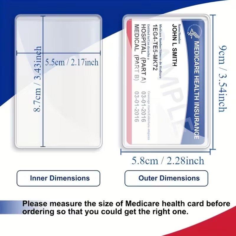 20 Medicare Card Holder Protector Sleeve Clear PVC For Credit Card Business Card